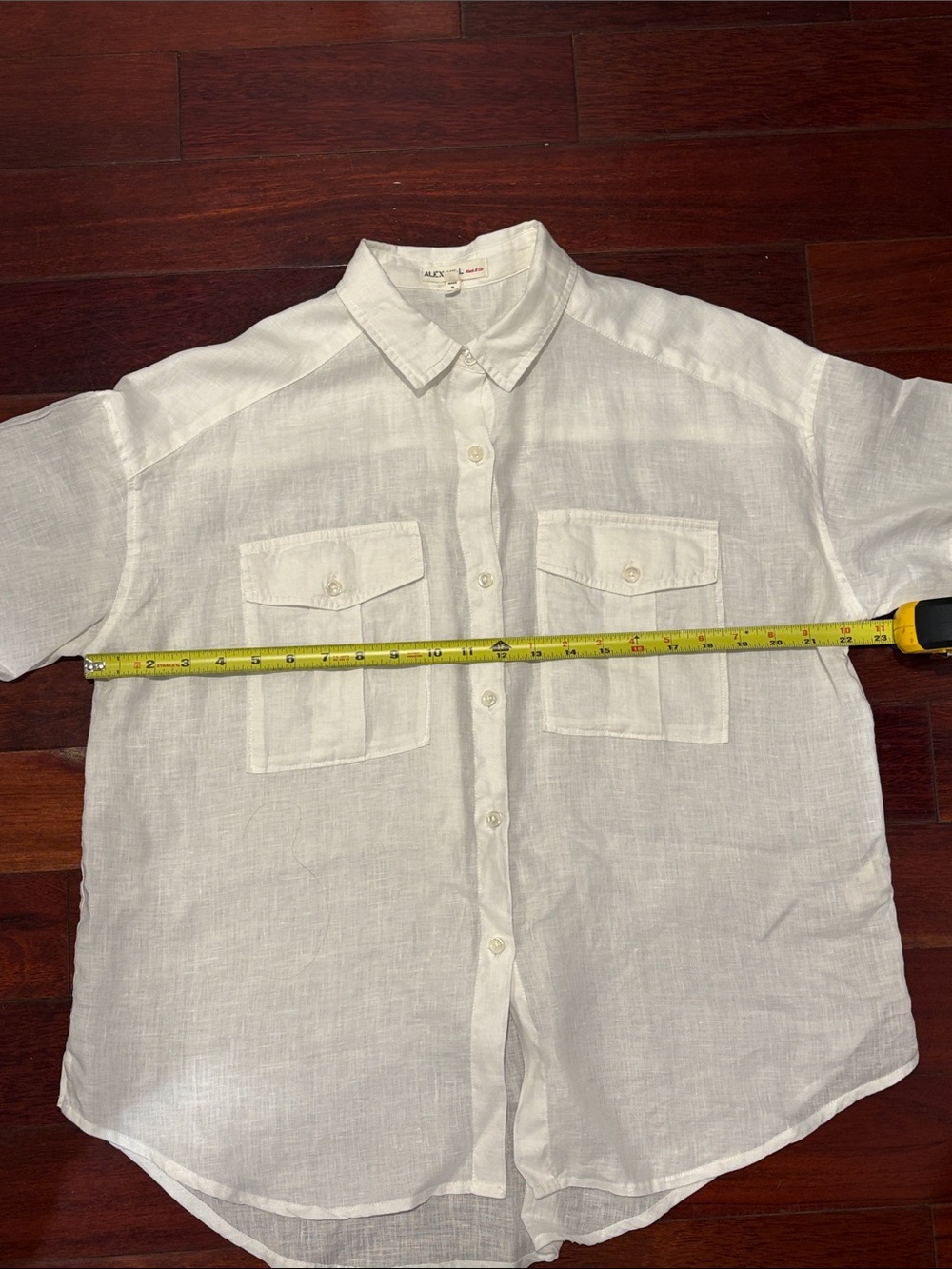 Alex Mill M 100% Linen Utility Shirt in White Linen Shirt with Chest Pockets - Picture 9 of 11